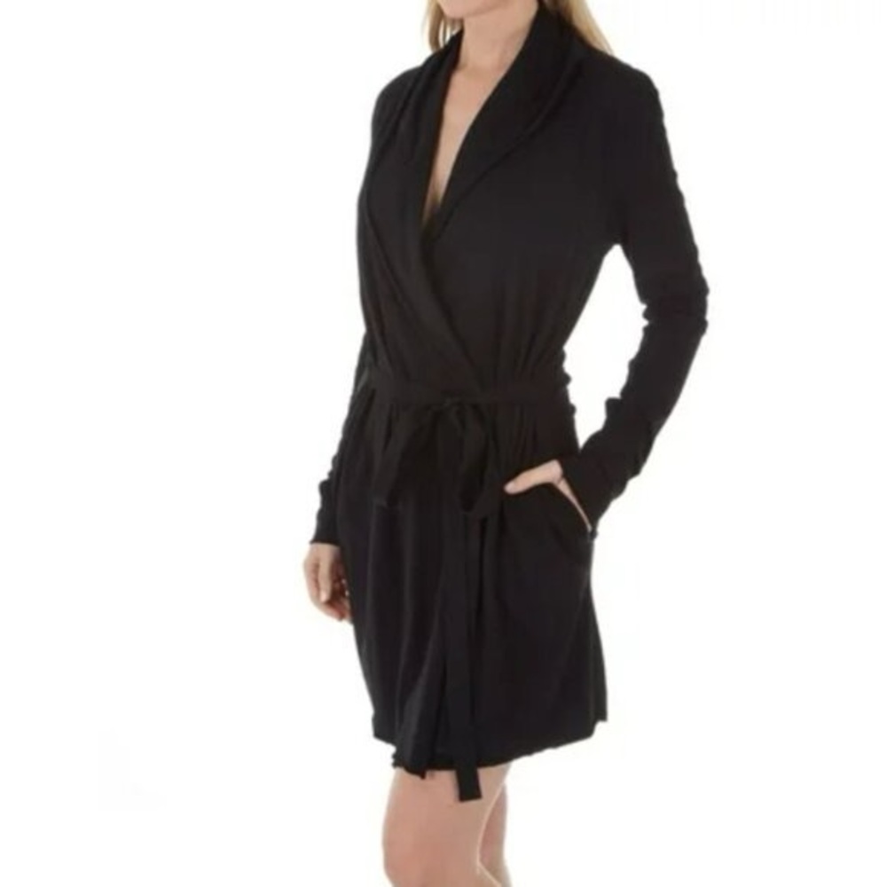 Skin Black Wrap Pima Cotton Robe Women’s Size 2